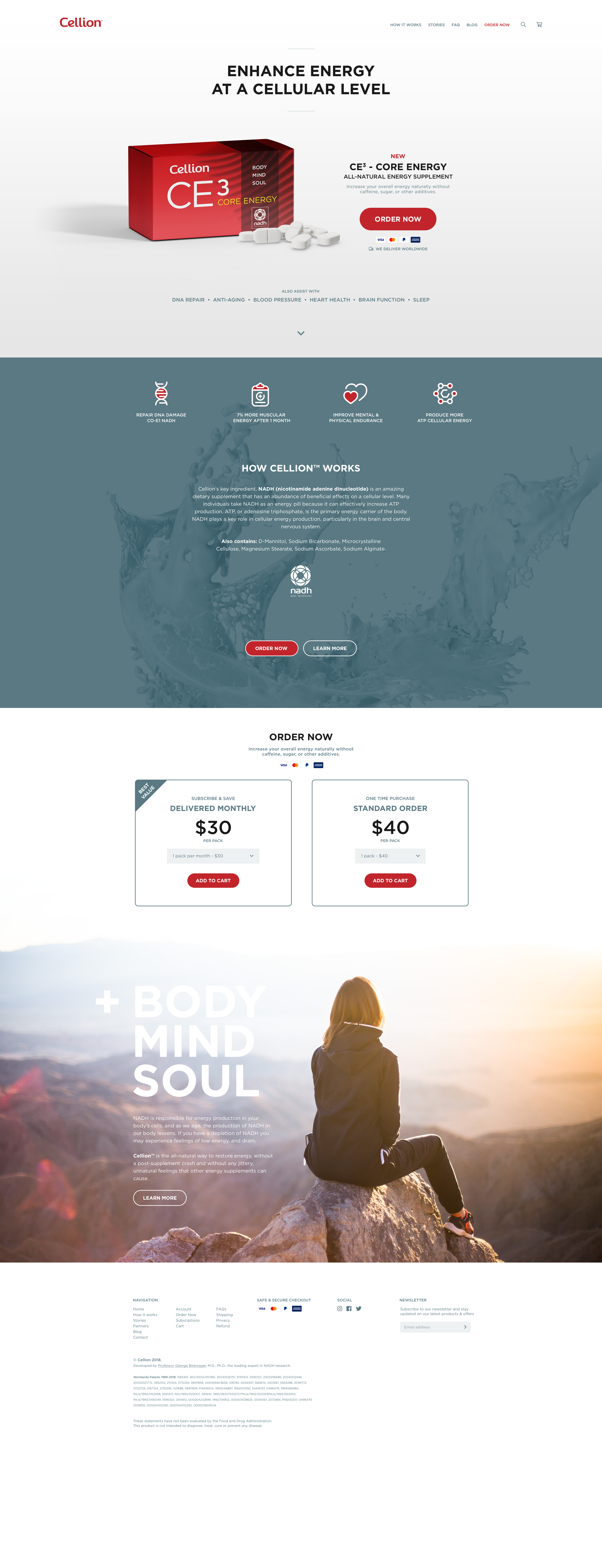Cellion homepage design direction version 1